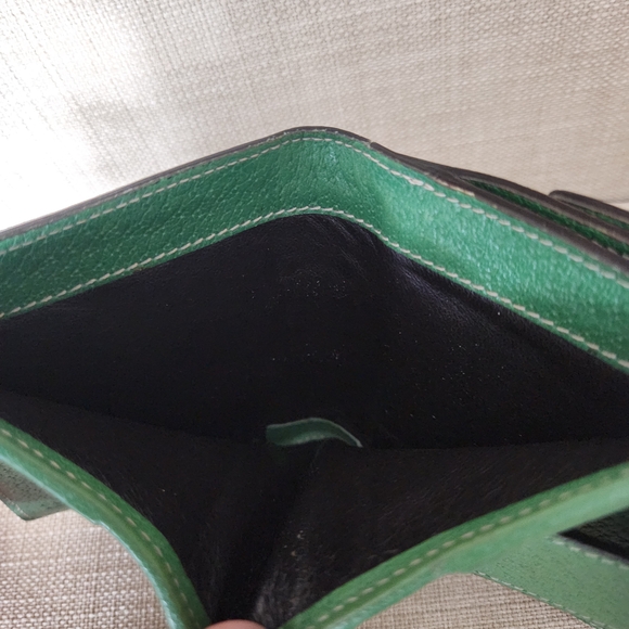 Gucci Vintage GG Studded Canvas Leather Moss Green Olive Folding Wallet - Picture 15 of 16